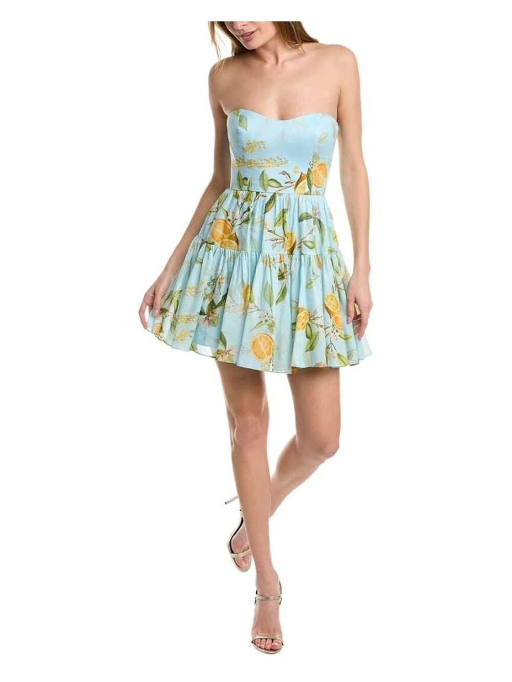 ML Monique Lhuillier Strapless Linen Dress in Blue 0 Womens